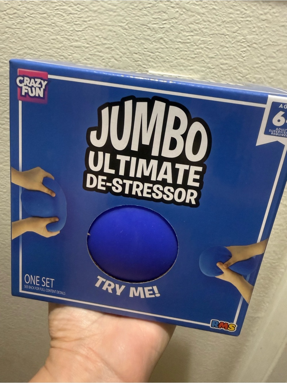 RMS Jumbo Ultimate De-Stressor Giant Ball Squishy - Blue. Crazy fun viral toy